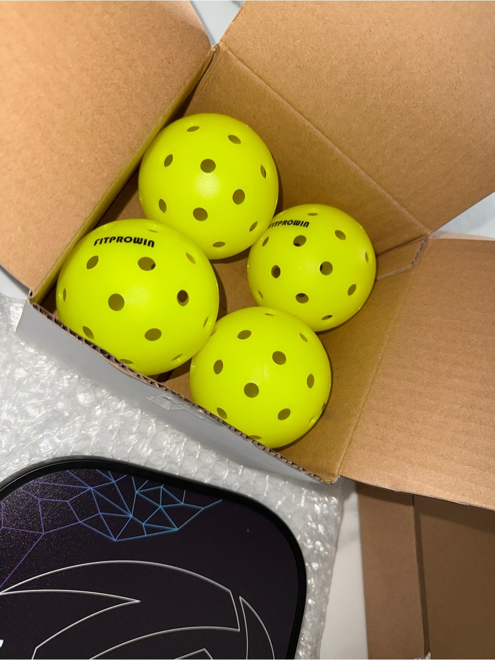FITPROWIN Black Pickleball Paddle with Neon Yellow Balls - Picture 8 of 9